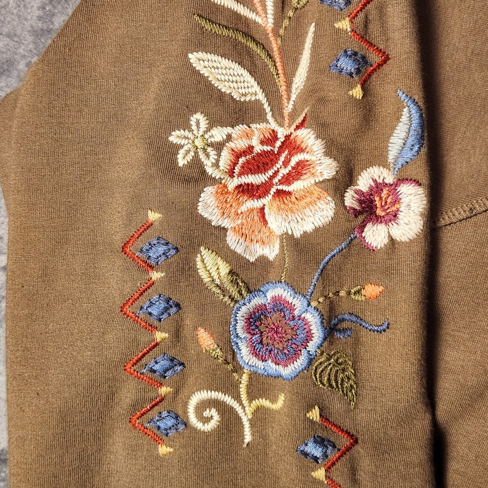 Johnny Was Dreamer Embroidered Sweatshirt XXL Floral Butterfly Pullover Top - Picture 6 of 12